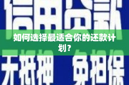 昆山如何选择最适合你的还款计划？