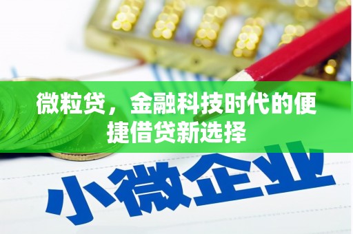 昆山微粒贷，金融科技时代的便捷借贷新选择